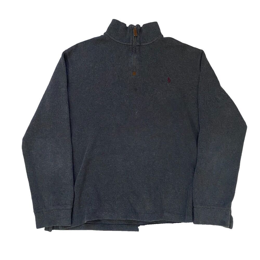 Vintage Polo Ralph Lauren 1/4 Zip Black Pullover Sweater Casual Mens Size XL‎